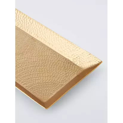 John Lewis Hammered Metal Serving Tray, 28cm, Gold Gold | 28x14x2 cm