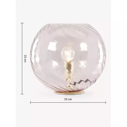 MADE Ilaria Glass Globe Table Lamp, Pink Pink | H30 x W31 x D31cm