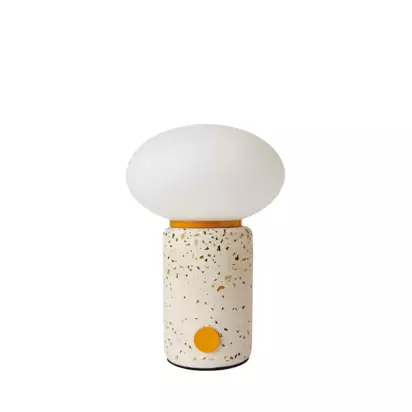 MADE Mirissa Rechargeable Portable Terrazzo Table Lamp, Yellow Yellow | H25 x W19 x D19cm