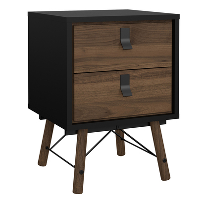 Alderley Package - Wardrobe 3 Doors + 3 Drawers + Double chest 6 Drawers + Bedside Cabinet 2 Drawers in Matt Black Walnut