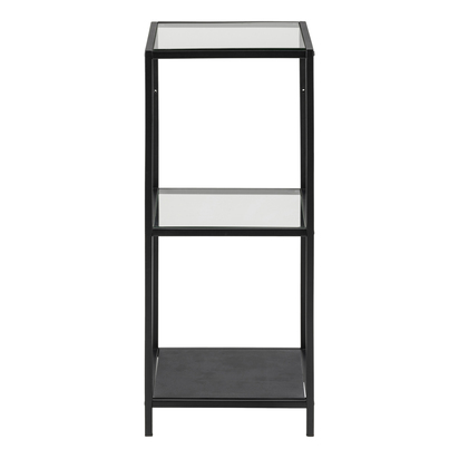 Rowan Narrow Black Metal Bookcase with 2 Glass Shelves