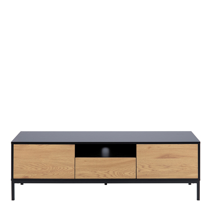 Rowan TV Unit 2 Doors 1 Drawer in Black & Oak