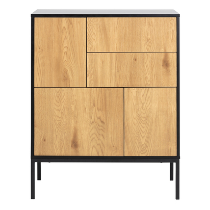 Rowan 3 Door 2 Drawer Sideboard in Black & Oak