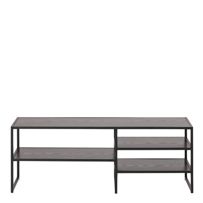 Rowan Black Metal Open TV Unit with 3 Black Shelves