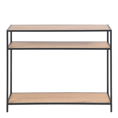 Rowan Console Table, 2 Shelves in Black and Oak