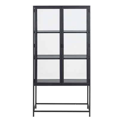 Rowan 2 Glass Door Display Cabinet in Black