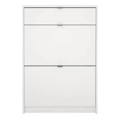 Hayes Shoe Cabinet 2 Flip Down Doors + 1 Drawer in White