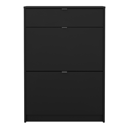 Hayes Shoe Cabinet 2 Flip Down Doors + 1 Drawer in Matt Black