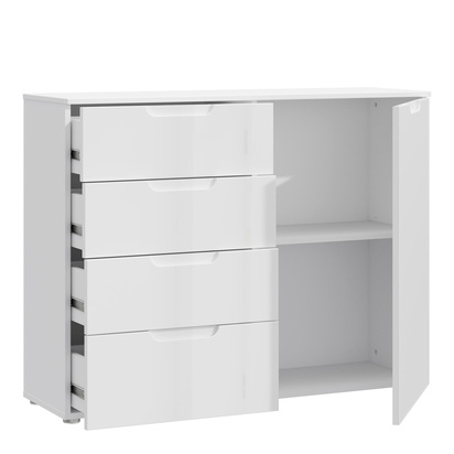 Ashford 3 4 Chest of Drawers 1 Door in White/White High Gloss