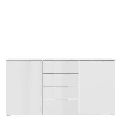 Ashford 3 Wide Chest of 4 Drawers and 2 Doors in White/White High Gloss