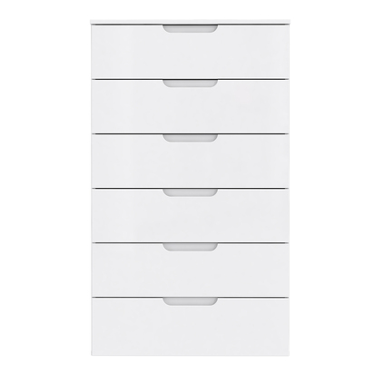 Ashford 3 Chest of 6 Drawers in White/White High Gloss