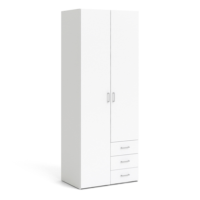 Linden 4 Wardrobe 2 Doors 3 Drawers in White 2000