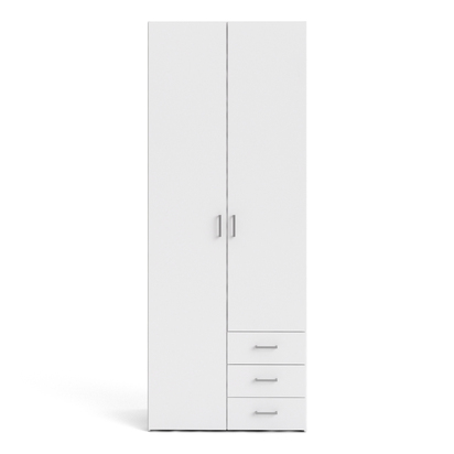 Linden 4 Wardrobe 2 Doors 3 Drawers in White 2000