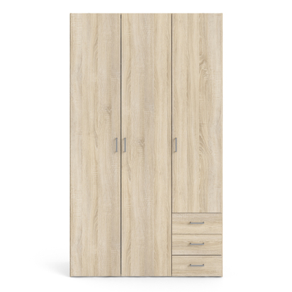 Linden 4 Wardrobe 3 Doors 3 Drawers in Oak 2000