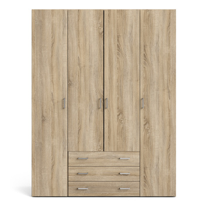 Linden 4 Wardrobe 4 Doors 3 Drawers in Oak 2000