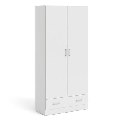 Linden 4 Wardrobe with 2 Doors + 1 Drawer in White 1750