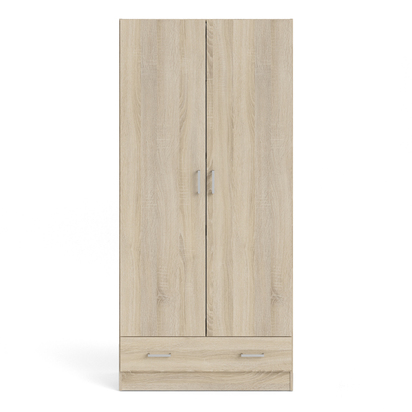 Linden 4 Wardrobe with 2 Doors + 1 Drawer in Oak 1750