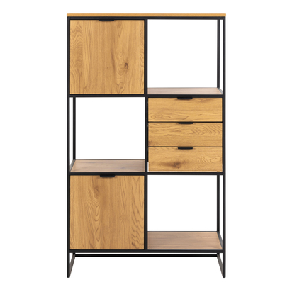 Elowen 2 Bookcase with 2 Doors, 3 Drawers and 1 Shelves in Black