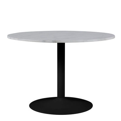 Canterbury Round Dining Table with White Polished Marble Top and Black Base 110cm