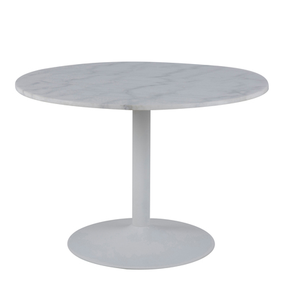 Canterbury Round Dining Table with White Polished Marble Top and White Base 110cm
