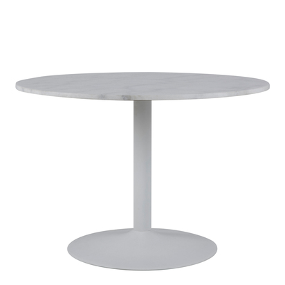 Canterbury Round Dining Table with White Polished Marble Top and White Base 110cm