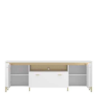 Marlborough 2 TV Cabinet 2 Door 1 Drawer in Alpine White/White Gloss