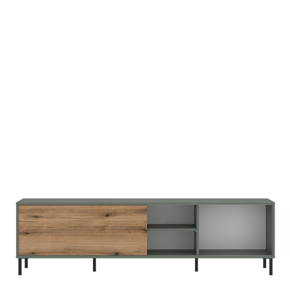 Riverton 2 TV Cabinet 1 Door 50cm High in Green/Oak