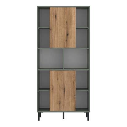 Riverton 2 Bookcase 2 Door in Green/Oak