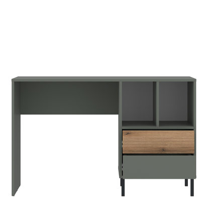 Riverton 2 Desk 2 Drawer in Green/Oak
