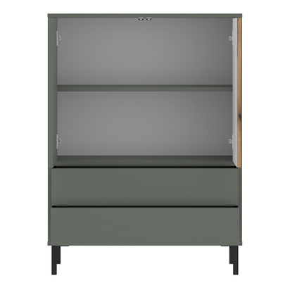 Riverton 2 Sideboard 2 Door 2 Drawer in Green/Oak