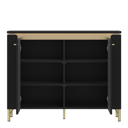 Lynton Sideboard 2 Door in Black Matt/Gold