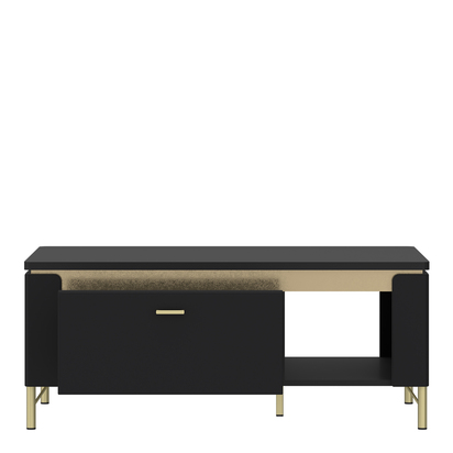 Lynton Coffee Table 1 Drawer in Black Matt/Gold