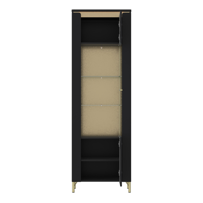 Lynton Vitrin 1 Door in Black Matt/Gold