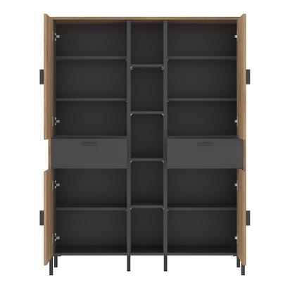 Tavistock 2 Wardrobe 4 Door 2 Drawer in Oak/Grey