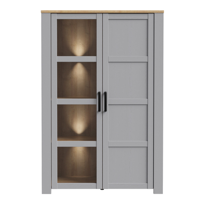 Ashford Display Cabinet inc. 2x LED Lights in Riviera Oak/Grey Oak