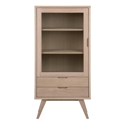Montrose Display Cabinet with 2 Drawers and 2 Shelves in White Oak