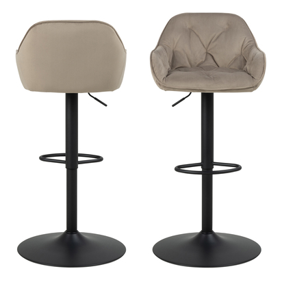 Hudson Swivel Bar Stool with Height Adjustable Function in Beige Set of 2