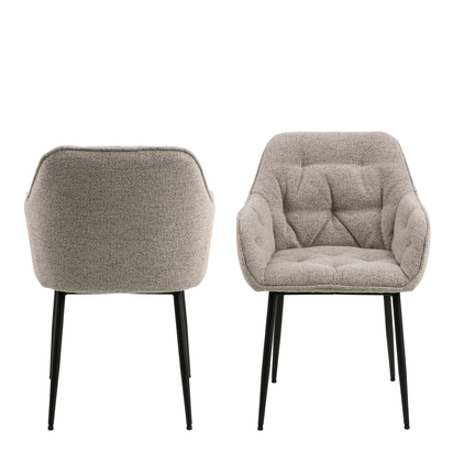 Hudson Dining Chair with Armrest in Monza Beige Set of 2
