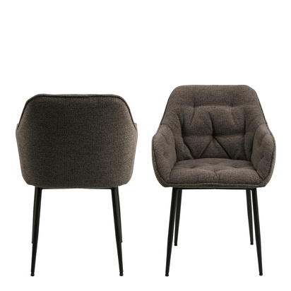 Hudson Dining Chair with Armrest in Taupe Set of 2