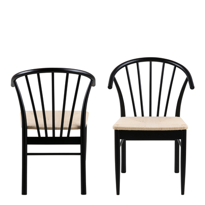Rosedale Dining Chair with Armrest in Black Set of 2