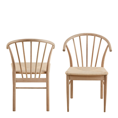 Rosedale Dining Chair with Armrest in White Oak Set of 2