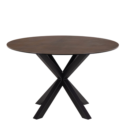 Sorrento Round Dining Table with Ceramic Rusty Brown Top