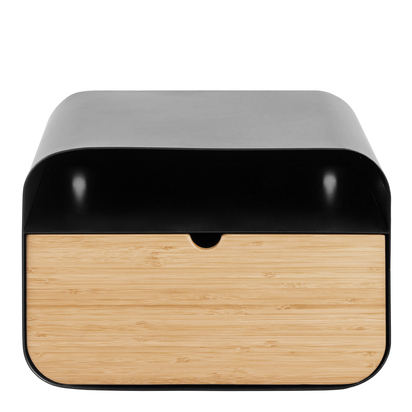 Clifton 2 Wallmounted Bedside Table in Black and Bamboo