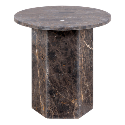 Holland Park Round Side Table In Marron Marble