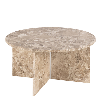 Highgate Round Coffee Table with Brown Marble Top 90cm