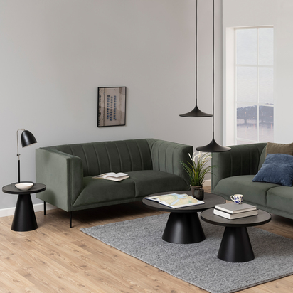Briar Low Round Ceramic Coffee Table in Black 85.7x40cm