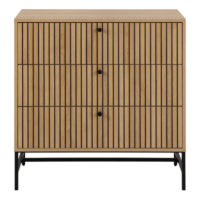 Finley Chest of 3 Drawers in Oak/Black Legs