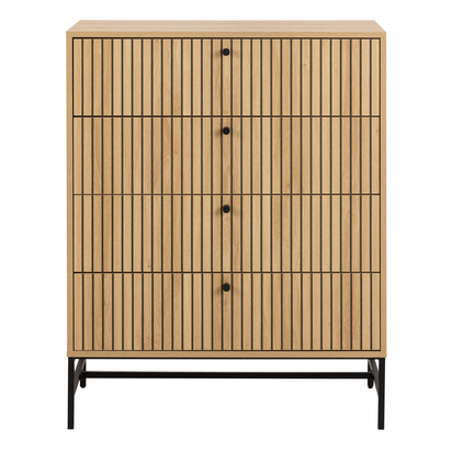 Finley Chest of 4 Drawers in Oak/Black Legs