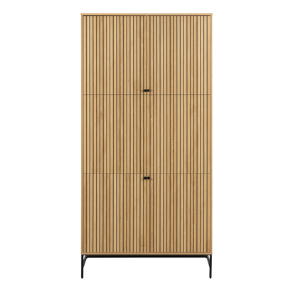 Finley Wardrobe 4 Doors in Black/Oak