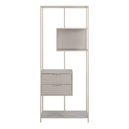 Rowan Tall Grey Metal 2 Drawer Bookcase with 4 Shelves